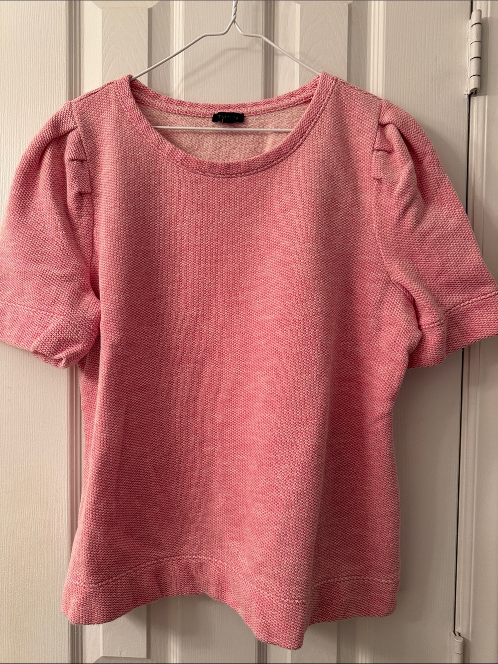 Talbots Pink Textured Puffed, short sleeve sweatshirt